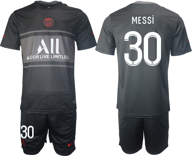 Men 2021-2022 Club Paris St German Second away black #30 Soccer Jersey